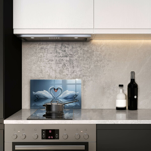 Skleněná deska do kuchyně Dvě labutí srdce