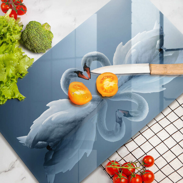 Skleněná deska do kuchyně Dvě labutí srdce