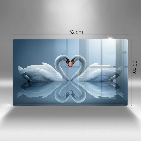 Skleněná deska do kuchyně Dvě labutí srdce