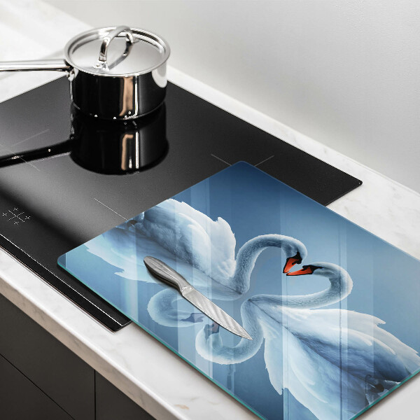 Skleněná deska do kuchyně Dvě labutí srdce