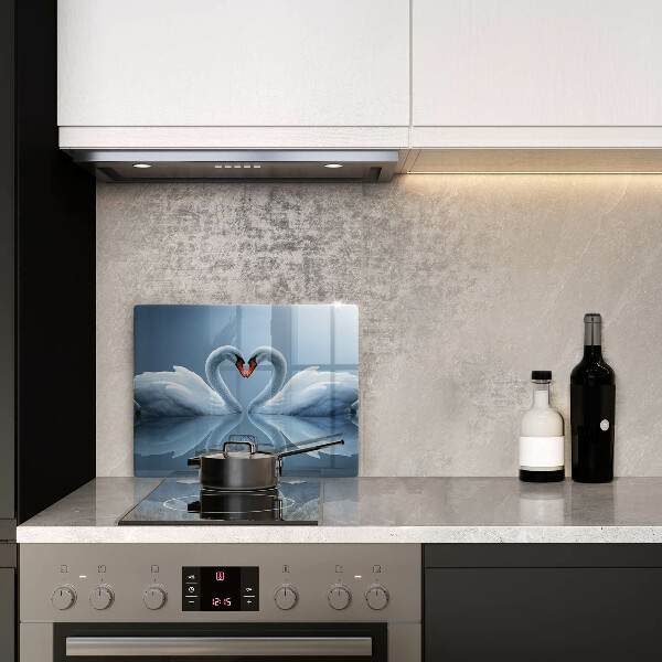 Skleněná deska do kuchyně Dvě labutí srdce