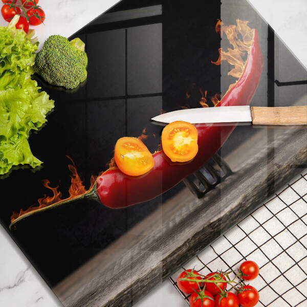 Krájecí prkénko skleněné Pálivá chilli paprička