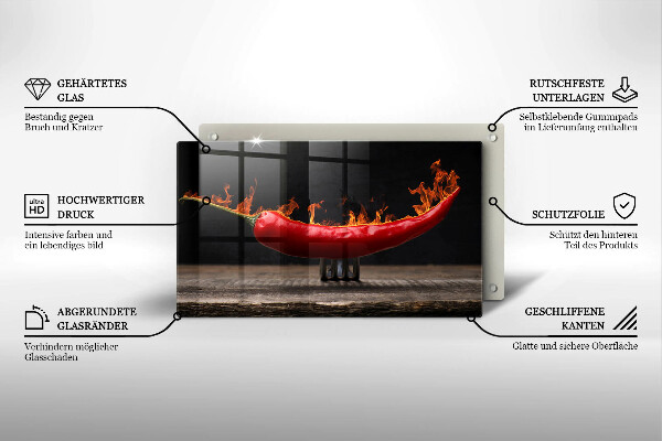 Krájecí prkénko skleněné Pálivá chilli paprička