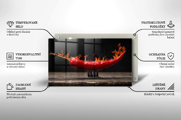 Krájecí prkénko skleněné Pálivá chilli paprička