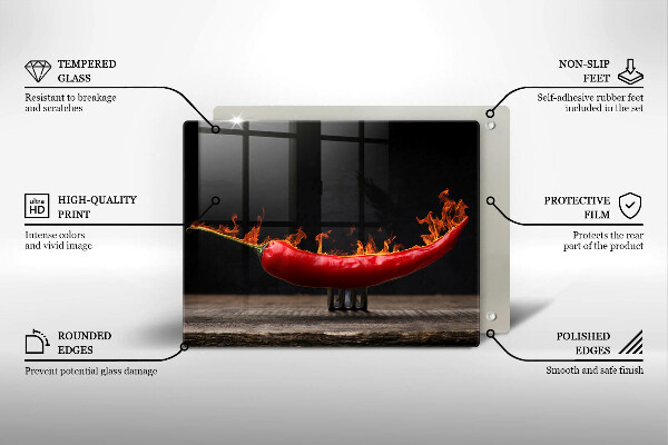 Krájecí prkénko skleněné Pálivá chilli paprička