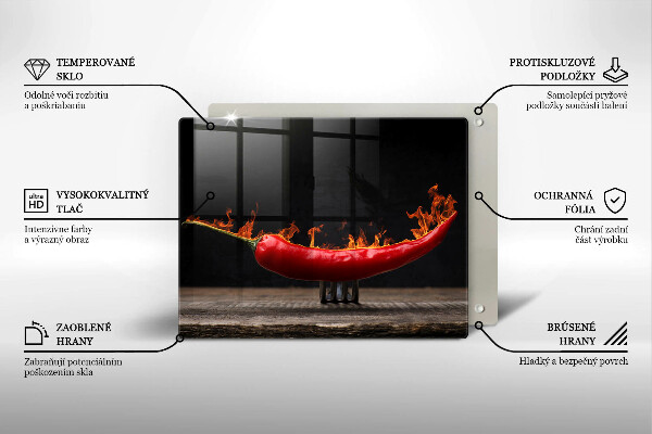 Krájecí prkénko skleněné Pálivá chilli paprička