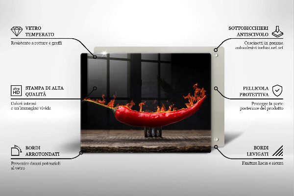 Krájecí prkénko skleněné Pálivá chilli paprička