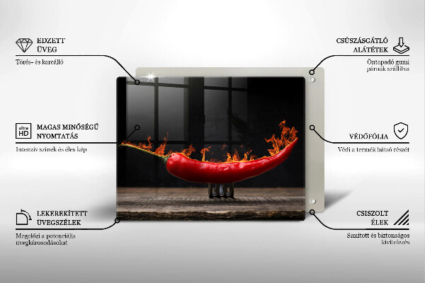 Krájecí prkénko skleněné Pálivá chilli paprička