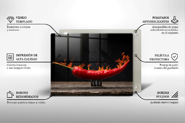 Krájecí prkénko skleněné Pálivá chilli paprička