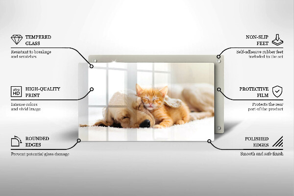 Krájecí prkénko skleněné Zvířata pes a kočka