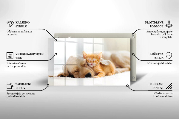 Krájecí prkénko skleněné Zvířata pes a kočka