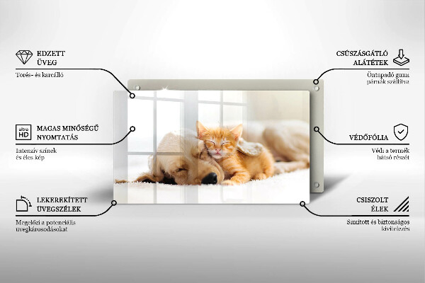 Krájecí prkénko skleněné Zvířata pes a kočka