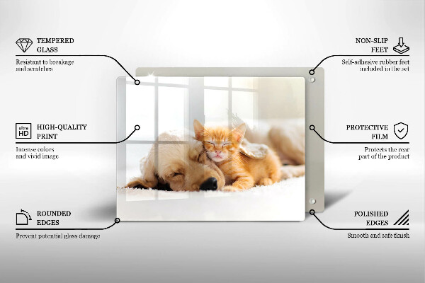 Krájecí prkénko skleněné Zvířata pes a kočka