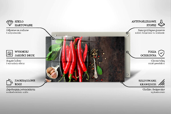 Krájecí prkénko skleněné Červené chilli papričky