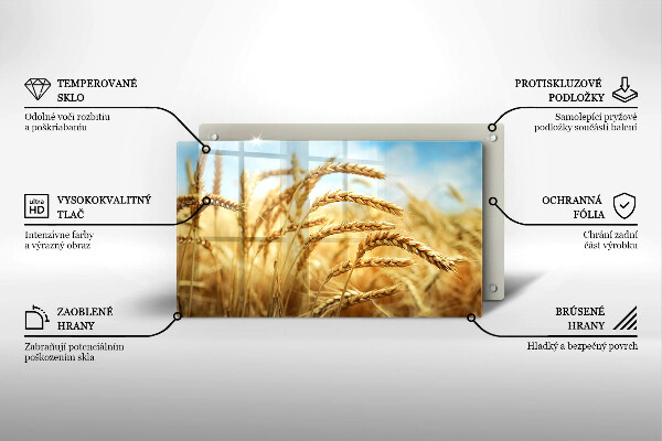 Krájecí prkénko skleněné Klasy obilovin na poli