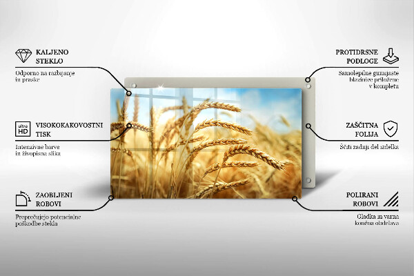 Krájecí prkénko skleněné Klasy obilovin na poli