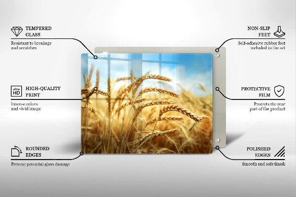 Krájecí prkénko skleněné Klasy obilovin na poli