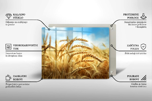 Krájecí prkénko skleněné Klasy obilovin na poli