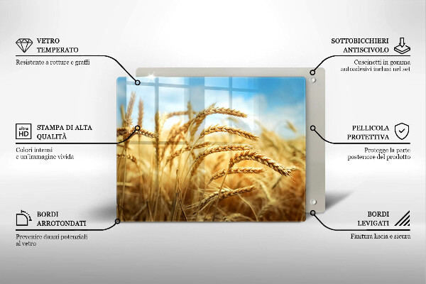 Krájecí prkénko skleněné Klasy obilovin na poli
