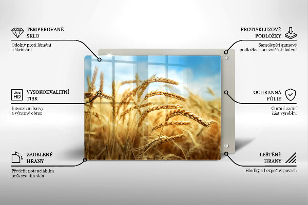 Krájecí prkénko skleněné Klasy obilovin na poli