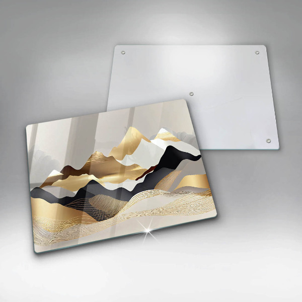 Krájecí prkénko skleněné Abstraktní zlaté hory