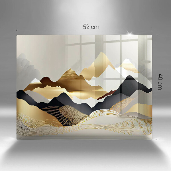 Krájecí prkénko skleněné Abstraktní zlaté hory