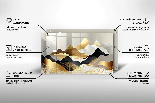 Krájecí prkénko skleněné Abstraktní zlaté hory