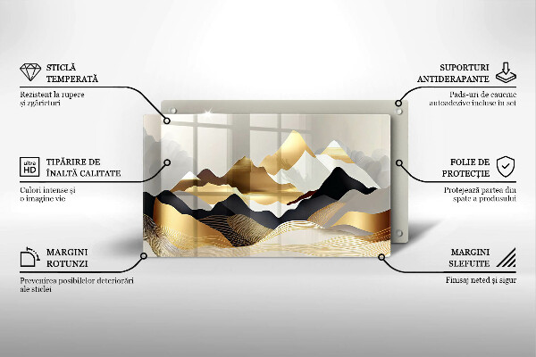 Krájecí prkénko skleněné Abstraktní zlaté hory