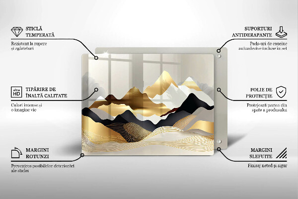 Krájecí prkénko skleněné Abstraktní zlaté hory