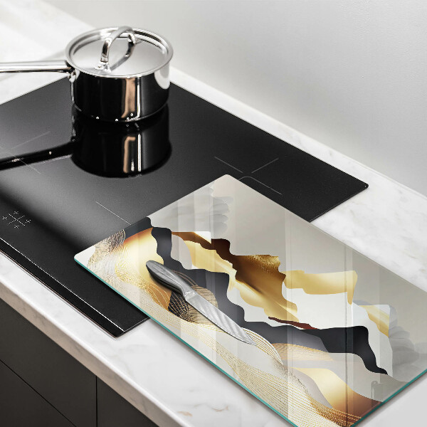 Krájecí prkénko skleněné Abstraktní zlaté hory