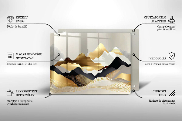 Krájecí prkénko skleněné Abstraktní zlaté hory