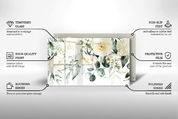 Krájecí prkénko skleněné Akvarel květiny