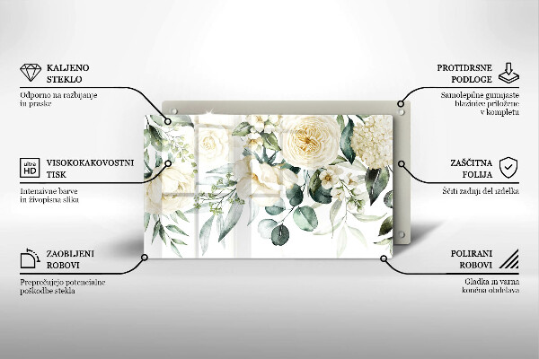 Krájecí prkénko skleněné Akvarel květiny