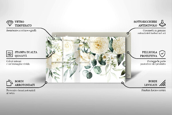 Krájecí prkénko skleněné Akvarel květiny