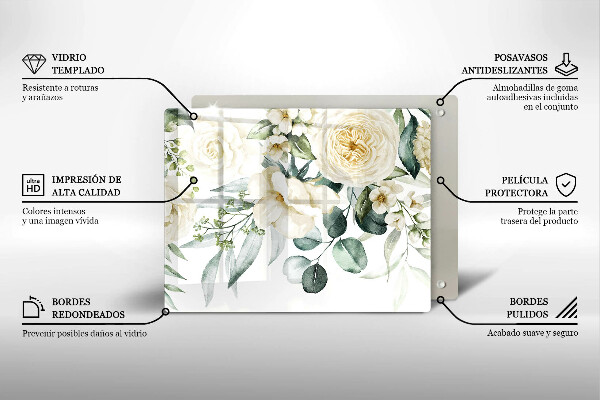 Krájecí prkénko skleněné Akvarel květiny