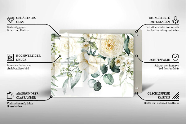 Krájecí prkénko skleněné Akvarel květiny