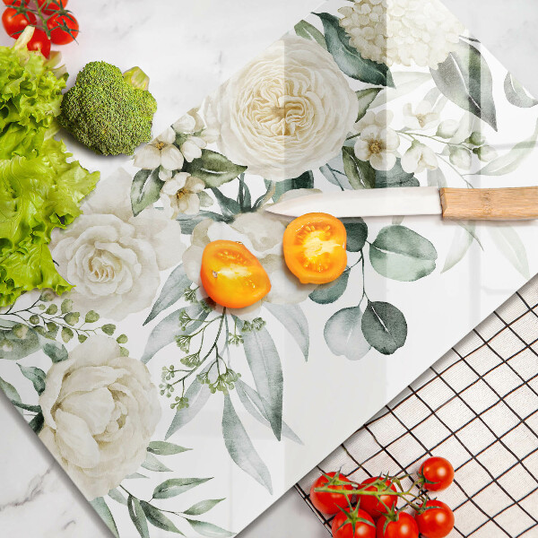 Krájecí prkénko skleněné Akvarel květiny