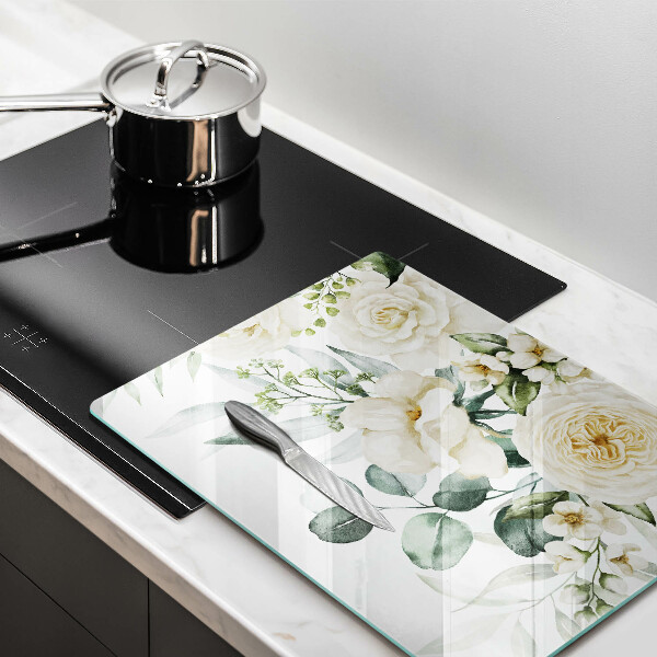 Krájecí prkénko skleněné Akvarel květiny