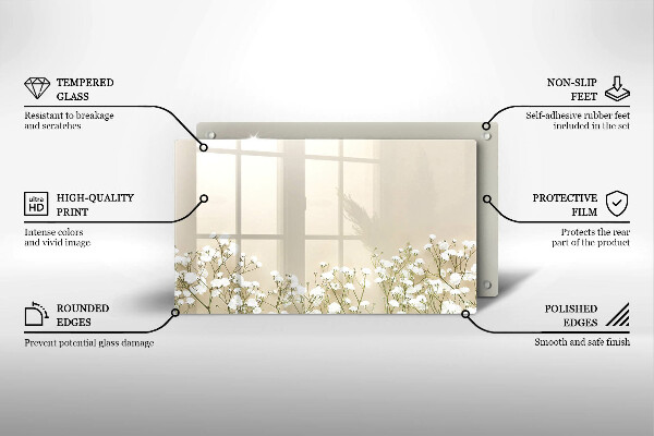 Krájecí prkénko skleněné Sádrové boho květiny