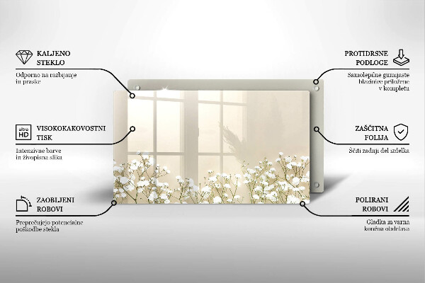 Krájecí prkénko skleněné Sádrové boho květiny