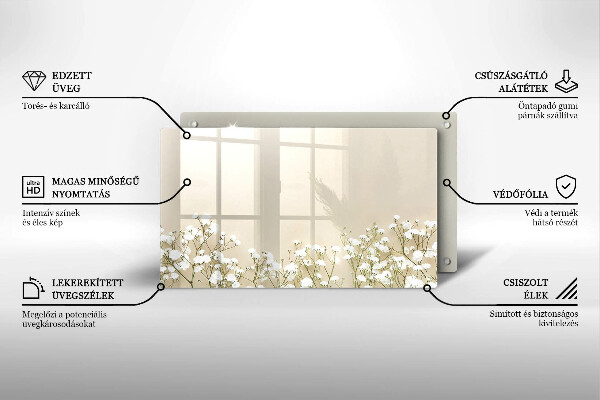 Krájecí prkénko skleněné Sádrové boho květiny