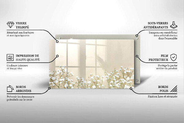 Krájecí prkénko skleněné Sádrové boho květiny