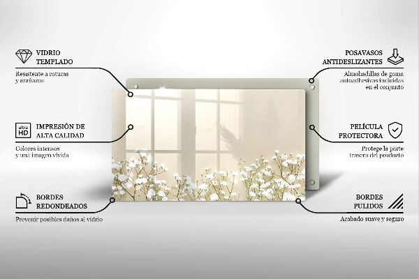 Krájecí prkénko skleněné Sádrové boho květiny