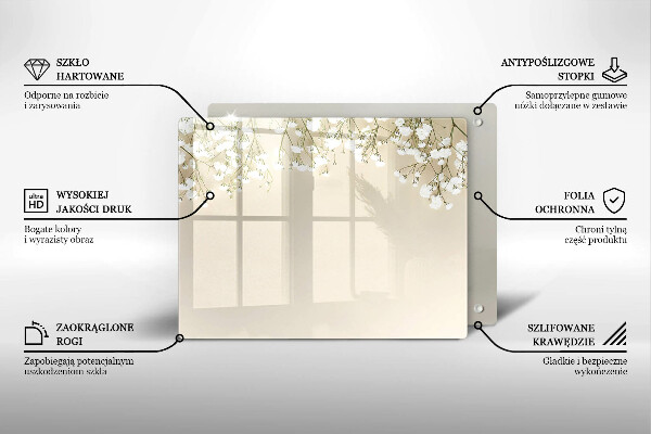 Krájecí prkénko skleněné Sádrové boho květiny