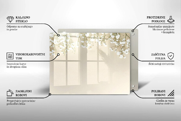 Krájecí prkénko skleněné Sádrové boho květiny