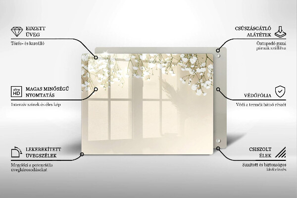 Krájecí prkénko skleněné Sádrové boho květiny