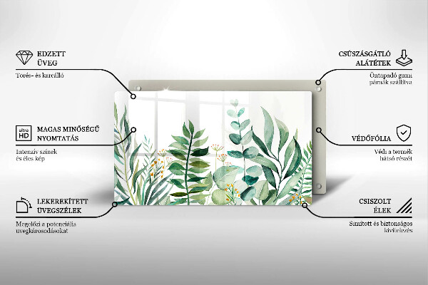 Krájecí prkénko skleněné Ilustrace rostlin listy