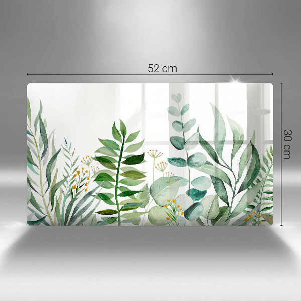 Krájecí prkénko skleněné Ilustrace rostlin listy