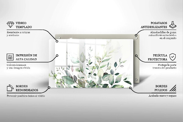 Krájecí prkénko skleněné Akvarel rostliny