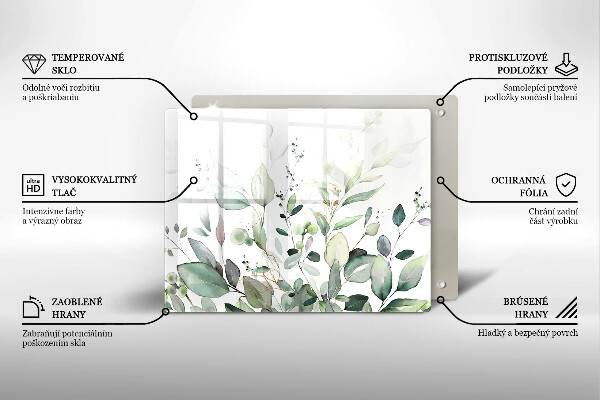 Krájecí prkénko skleněné Akvarel rostliny